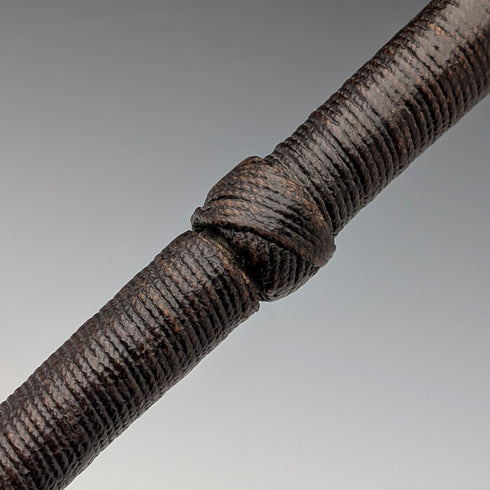 Antique British bone fist-shaped round handle walking stick, 85cm